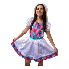 Vestido Noiva Com Véu Adulta Festa Junina