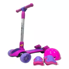 Scooter Bota Humo Para Niñas Niños Casco Rodilleras Coderas 