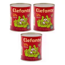 Kit 3 Extrato De Tomate Elefante Sem Glúten Em Lata 850 G
