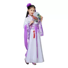 Fantasia Traje Tradicional Menina Chinesa Hanfu Leque Gueixa