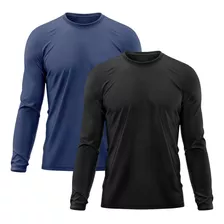 Kit 2 Camisetas Masculina Proteção Uv Dry Fit Manga Longa