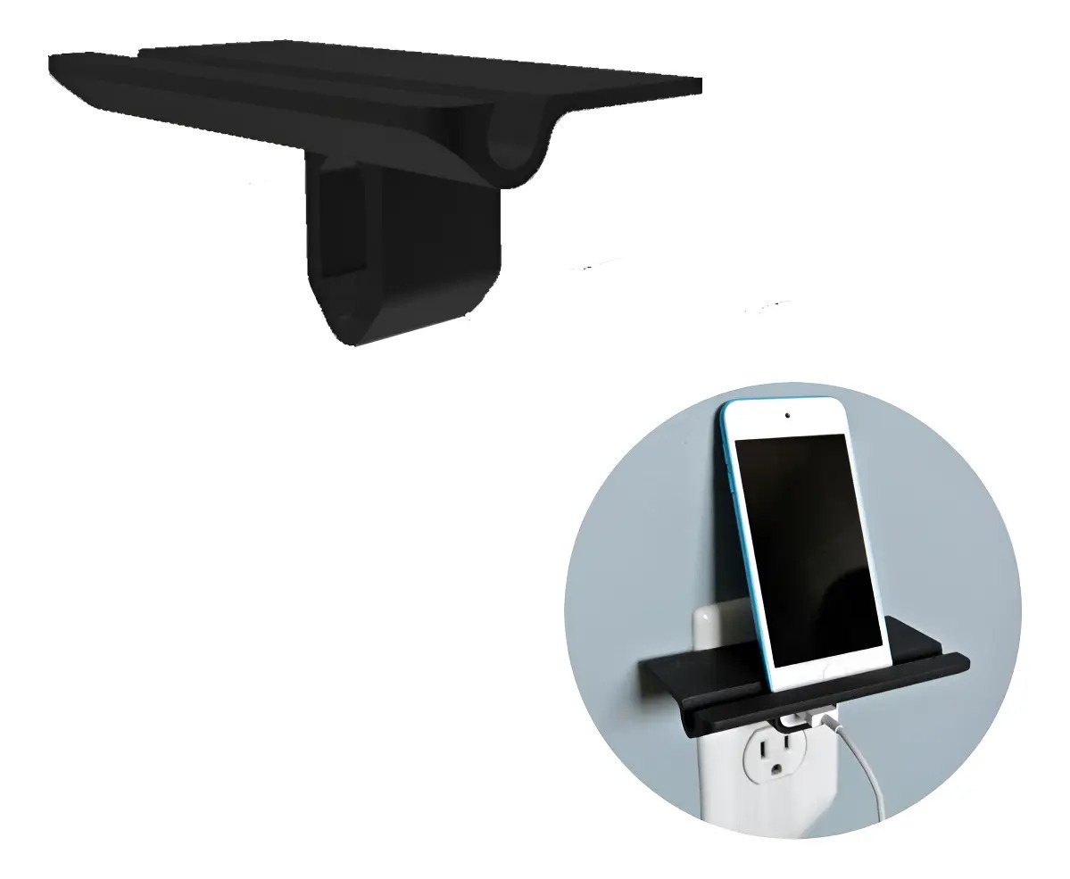 Suporte Prateleira De Tomada Para Celular E Tablet/iPad Preto