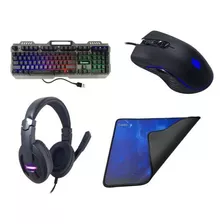 Kit Gamer Mouse, Teclado, Audifono Y Mouse Pad Gaming Combo