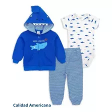 Pack 3 Piezas Bebe Niño Poleron Pantalón Body Tedmimak