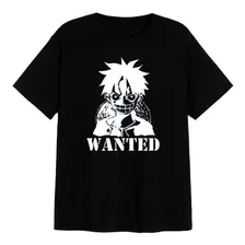 Remera Negra Algodón 100% - Wanted Luffy One Piece - Anime