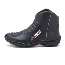 Bota Atron Motociclista Cano Médio Em Couro 308