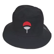 Chapéu Bucket Hat Liso Estampa Bordada Simbolo Uchiha Naruto