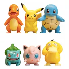 Set 6 Figuras Pokemon Pikachu Charmander Squirtle Psyduck