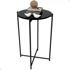 Mesa De Apoio Articulada Moderna Resistente Redonda Premium Cor Preto