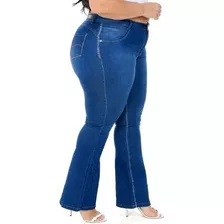 Calça Flare Jeans Plus Size Feminina Gg Cintura Alta Moderna