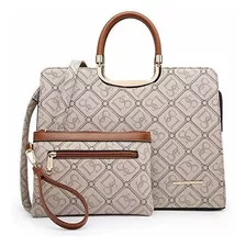 Bolsa Para Dama Beige Tote Cuero Sintético Patrón Dasein