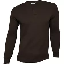 Playera Henley Manga Larga Con Puño A056