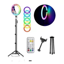 Kit 10 Polegada Colorido Ringlight Rgb Led Anel Luz 26 Cm