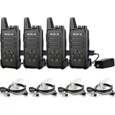 Pack De 4 Walkie Talkies Recargables Con Auriculares Para Fa