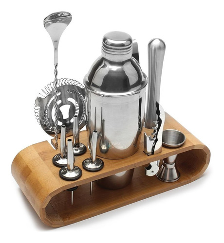  Kit Bar Coqueteleira + Socador Inox 550ml Barman Caipirinha