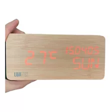 Relógio Digital De Mesa Retrô Design Tipo Madeira Com Alarme