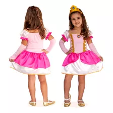 Fantasia Princesa Aurora Peach (com Luvas E Tiara) Infantil