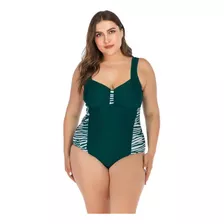 Traje Malla De Baño Verde Talla Grande, 2xl,3xl,4xl