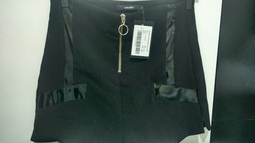 Shorts Cintura Alta Ziper Amaro