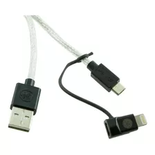 Cabo Ge Pro Micro Usb E Lightning iPhone 0,9m Certificado Cor Prata