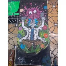 Quaro Rick And Morty Tela Pintado A Mão 