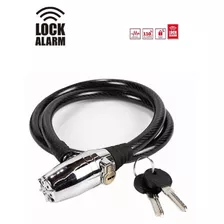 Cadeado Cromado Preto Com Alarme - Modelo Lock Alarm