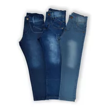 Kit Com 3 Calças Jeans Masculina Infantil Tam 01 Ao 08