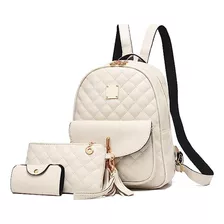 Mochila De Cuero De Moda Para Mujer 3 Piezas