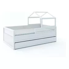 Cama Casinha Papaya Com Cama Auxiilar Branca - Cia Do Movel Cor Branco