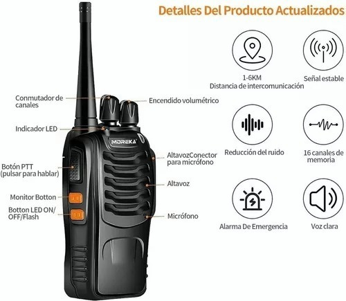 Radios Walkie Talkie Recargable, Altavoces Con Micrfono4pc Foto 4