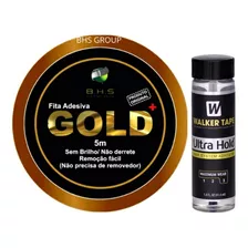 Fita Adesiva Gold 5m + Cola Ultra Hold 41ml Prótese Capilar 