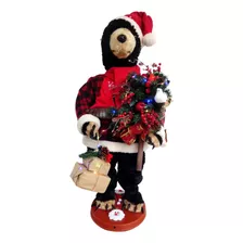 Urso Natalino Retrátil Decorativo Árvore De Natal Luz 91cm