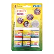 Pintura Facial 6un Liquida + 1 Pote Brilho +1 Pincel Maripel