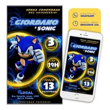 Sonic - Convite Infantil Aniversario Digital Whatsapp Whats