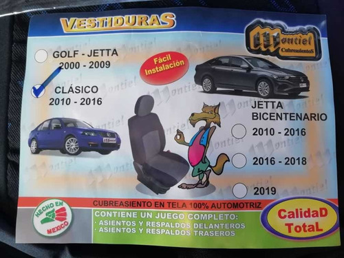 Fundas De Asiento Vestiduras Para Wv Jetta Clsico 2010-16 Foto 2
