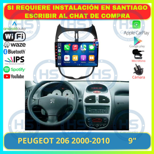 Radio 9 Pulgadas Android Auto Carplay Peugeot 206 2000-2010 Foto 2