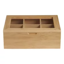 Caja Organizadora De Te/bijou 6 Divisiones Y Tapa Bambú