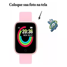 Relógio Smartwatch Nova Versão Foto Na Tela Redes Sociais Cor Da Caixa Rosa Cor Da Pulseira Rosa Cor Do Bisel Rosa