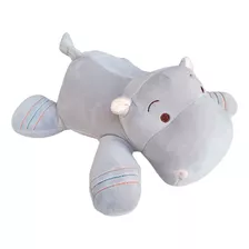 Hipopótamo De Pelúcia Cinza Deitado 27cm Fofinho Plush