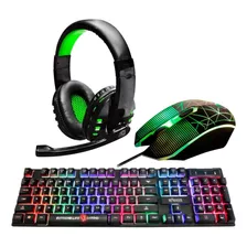 Combo Gamer 4 Em 1 Gamer Cgwn41 ELG Preto E Verde 