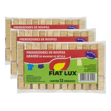 Kit 3 Prendedor De Roupa Fiat Lux Madeira Com 12un Cada