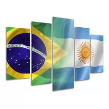 Quadro Brasil E Argentina Bandeira Sala Quarto Escritório 