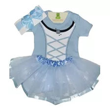 Kit Mesversário Body Saia De Tule E Laço Cinderela Princesas