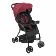 Coche De Paseo Bebe Cuna Multiposiciones Plagado Una Mano Color Rojo Chasis Negro