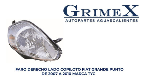 Faro Fiat Grande Punto 2007-2008-2009-2010 Cromo Tyc Ore Foto 2