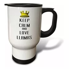 3drose Taza De Viaje Gold Crown Keep Calm And Love Llamas ,