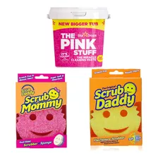 Esponja Scrub Daddy + Pasta Pink Stuff + Esponja Scrub Mommy