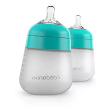 Nanobébé Biberón De Silicona Anti-cólicos 270ml/9oz 0m+ 2pz Color Verde