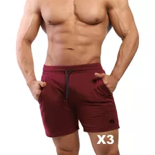 3 Short Medio Deportivo De Hombre, Gym O Casual Fénix Fit.