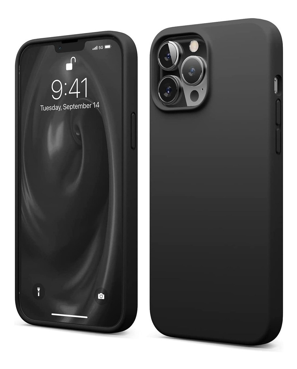 Funda iPhone 13 Pro Max silicón logo negra